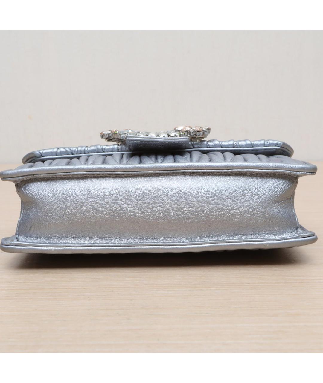 MIU MIU Серебряная кожаная сумка через плечо, фото 8