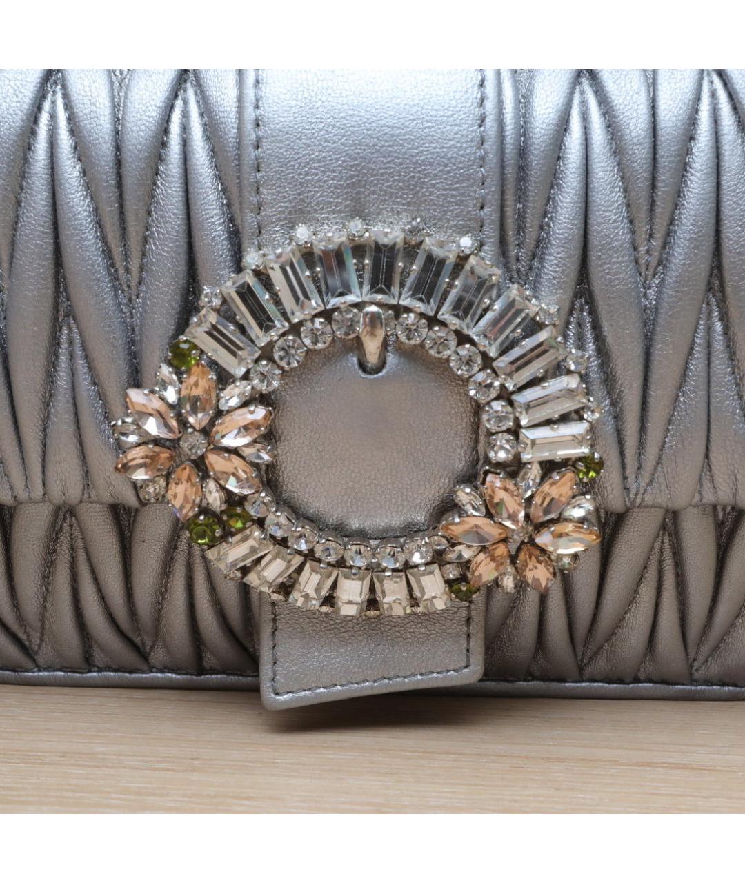 MIU MIU Серебряная кожаная сумка через плечо, фото 7