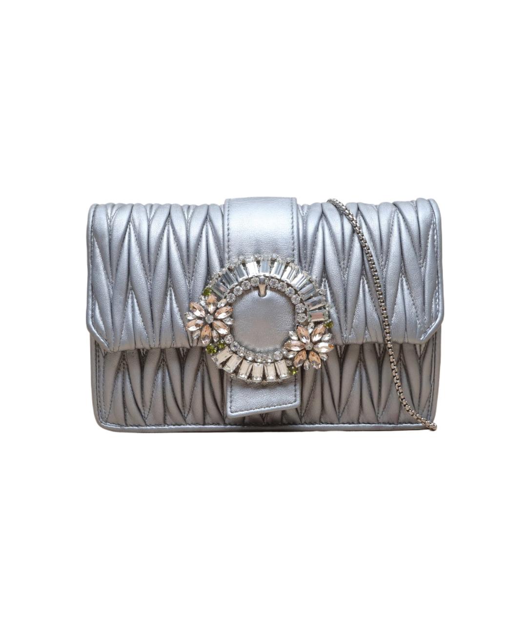 MIU MIU Серебряная кожаная сумка через плечо, фото 1