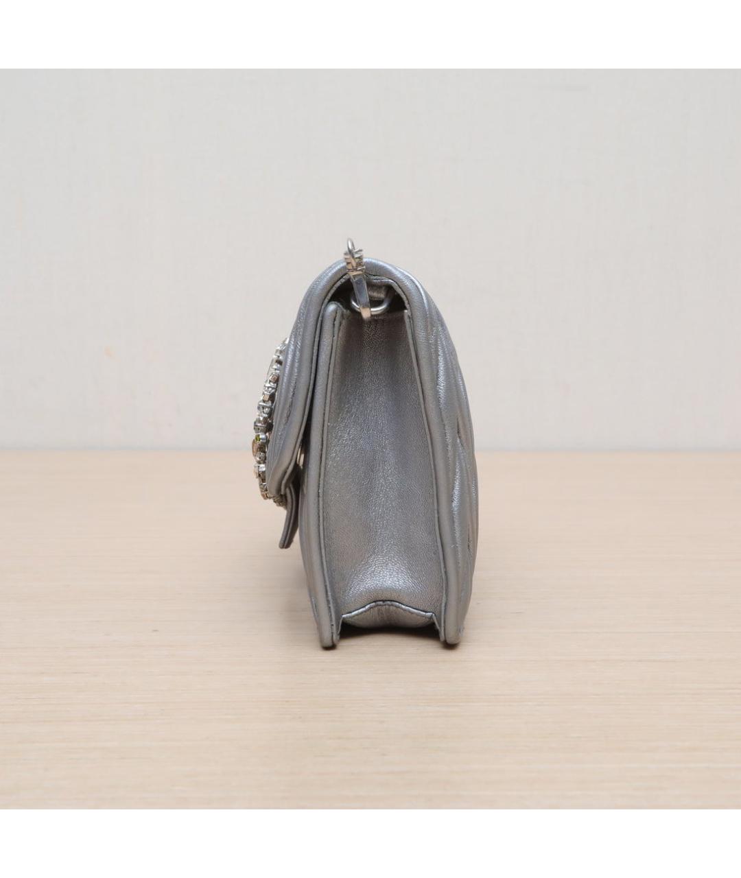 MIU MIU Серебряная кожаная сумка через плечо, фото 4