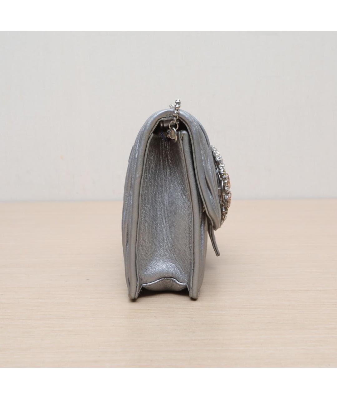 MIU MIU Серебряная кожаная сумка через плечо, фото 5