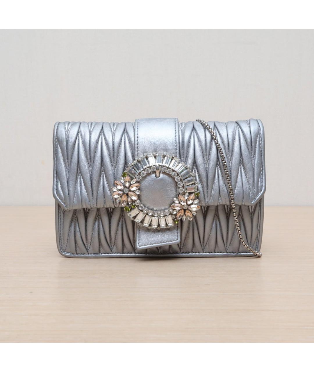 MIU MIU Серебряная кожаная сумка через плечо, фото 2