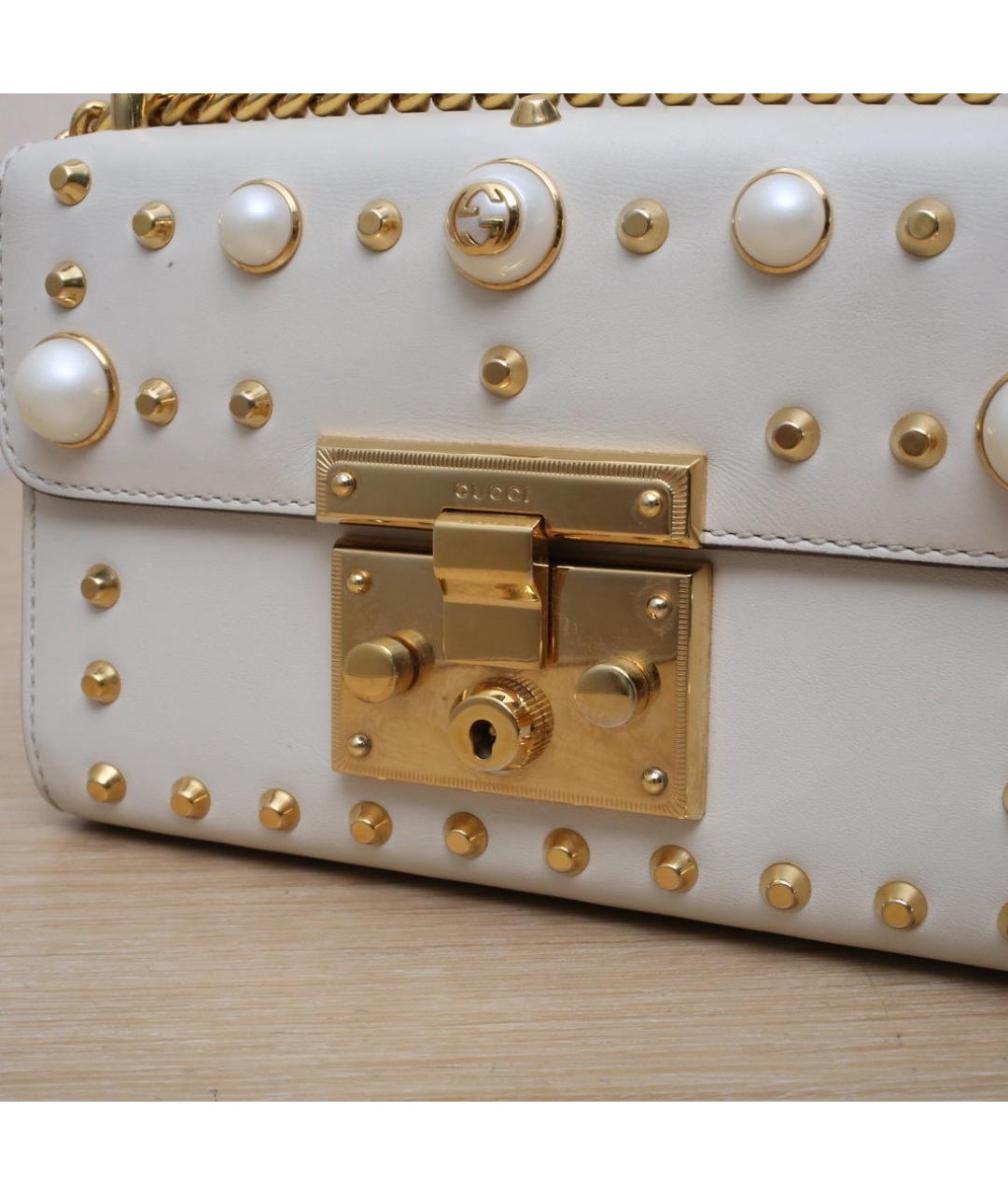 GUCCI Белая кожаная сумка через плечо, фото 8