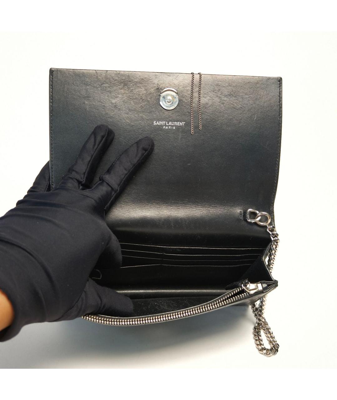 SAINT LAURENT Черная кожаная сумка через плечо, фото 8
