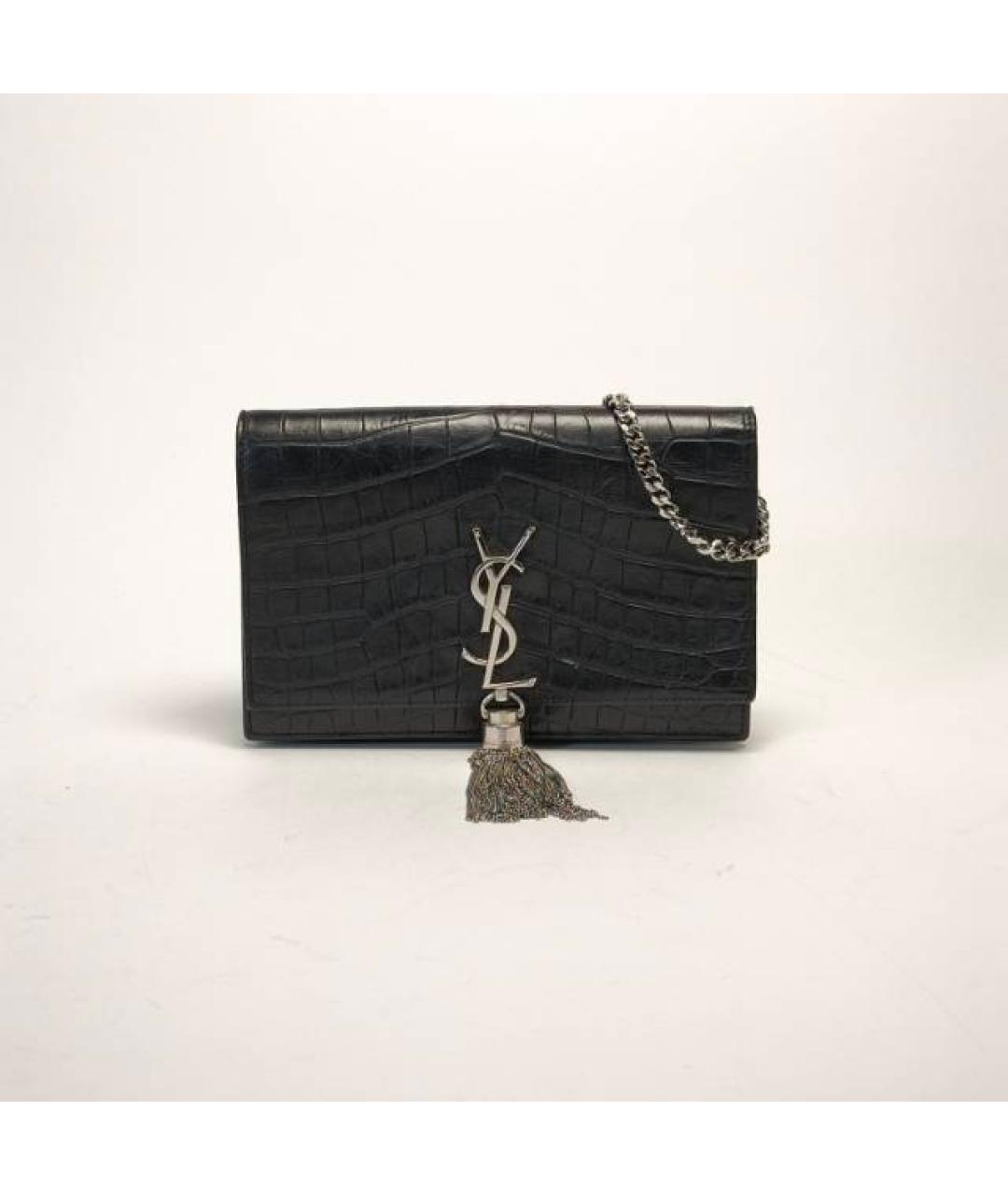 SAINT LAURENT Черная кожаная сумка через плечо, фото 9