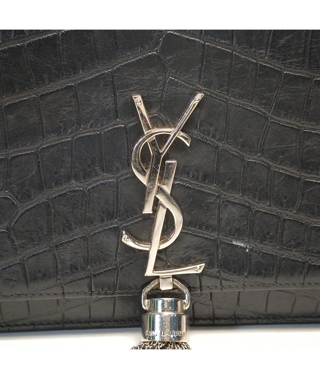 SAINT LAURENT Черная кожаная сумка через плечо, фото 7