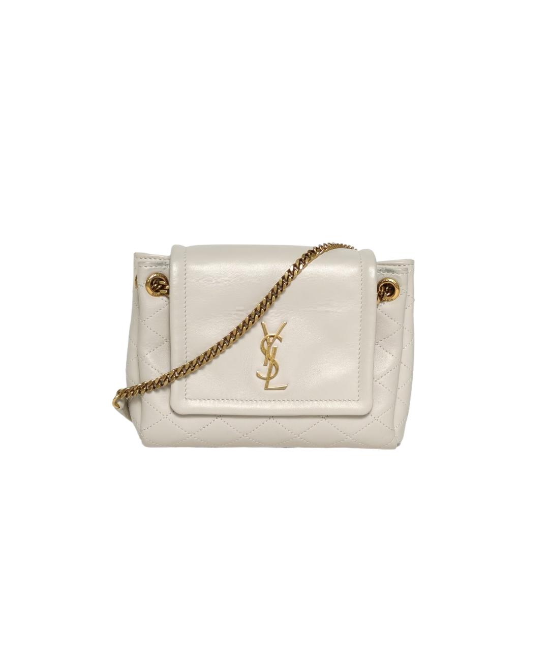 SAINT LAURENT Белая кожаная сумка через плечо, фото 1
