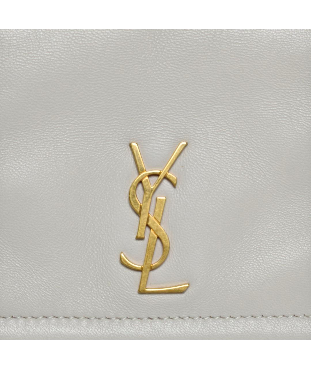 SAINT LAURENT Белая кожаная сумка через плечо, фото 7