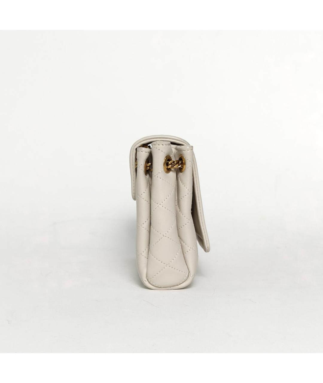 SAINT LAURENT Белая кожаная сумка через плечо, фото 5