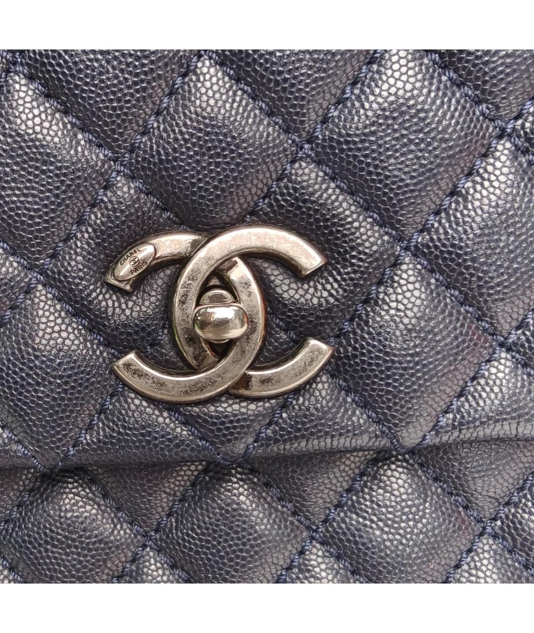 CHANEL Темно-синяя кожаная сумка через плечо, фото 7