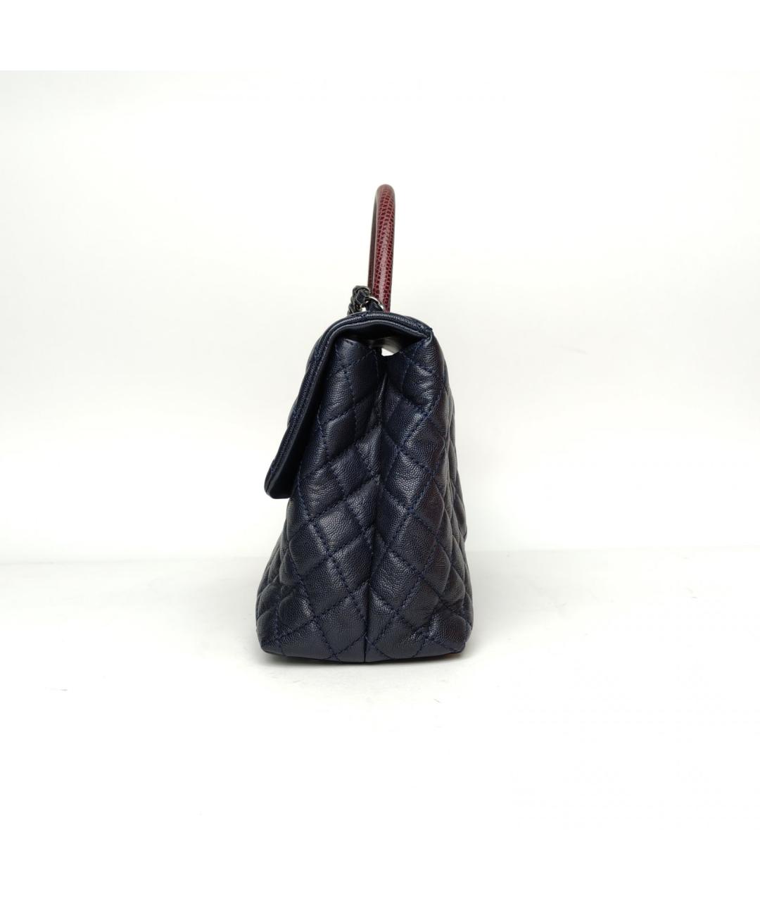 CHANEL Темно-синяя кожаная сумка через плечо, фото 3