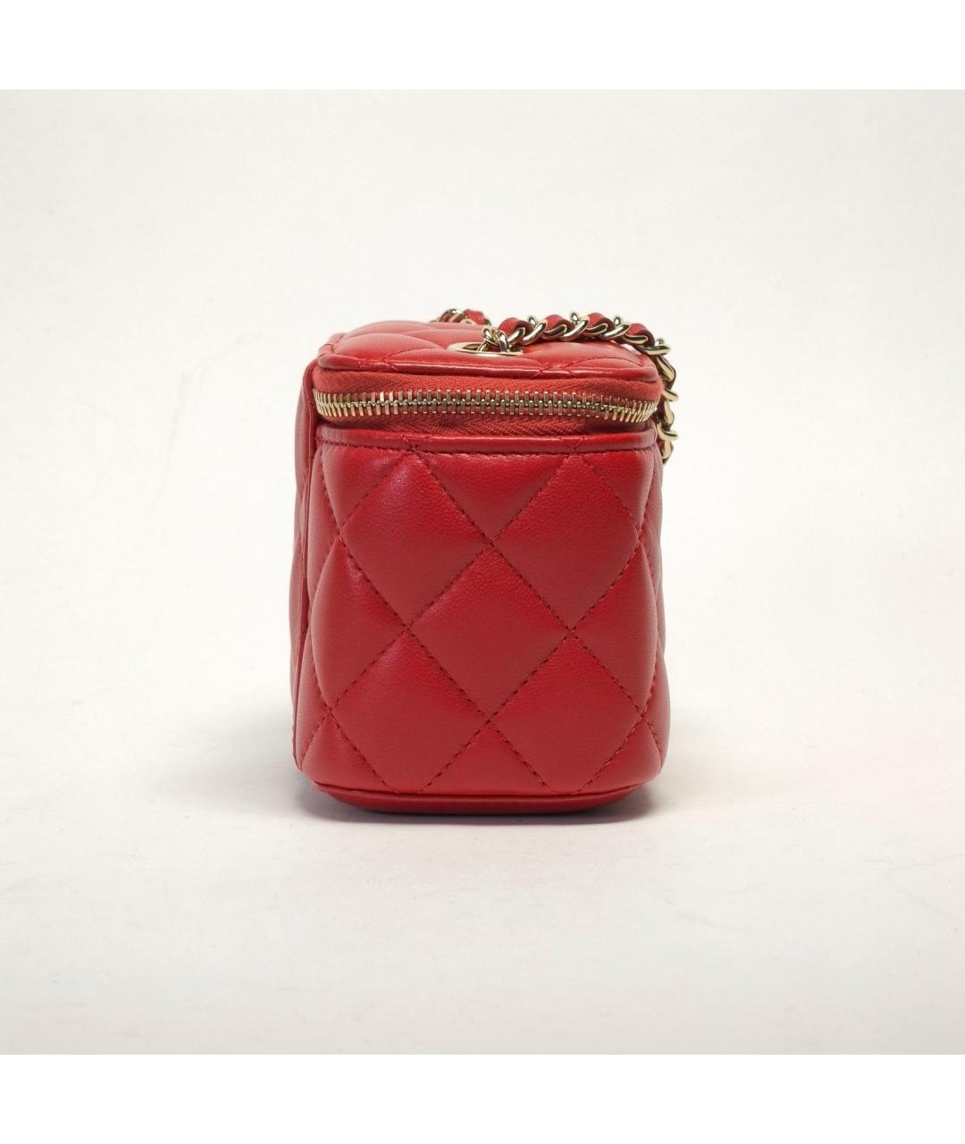 CHANEL Красная кожаная сумка через плечо, фото 4