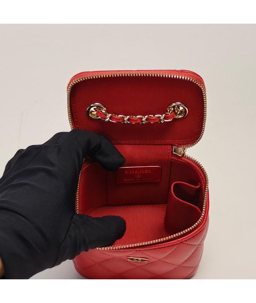 CHANEL Красная кожаная сумка через плечо, фото 8