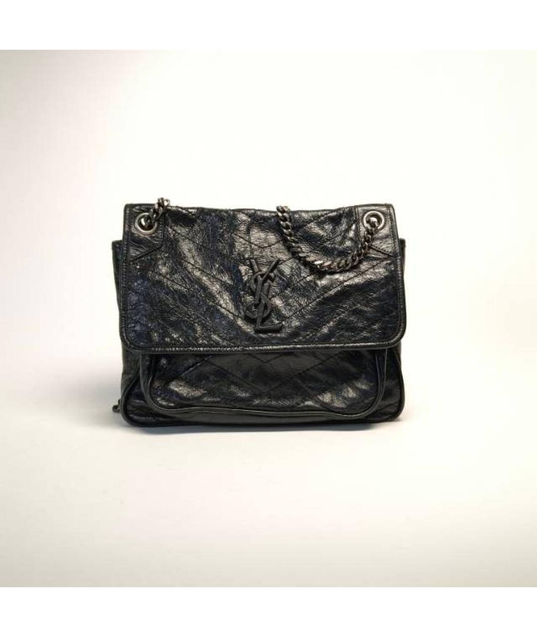 SAINT LAURENT Черная кожаная сумка через плечо, фото 9