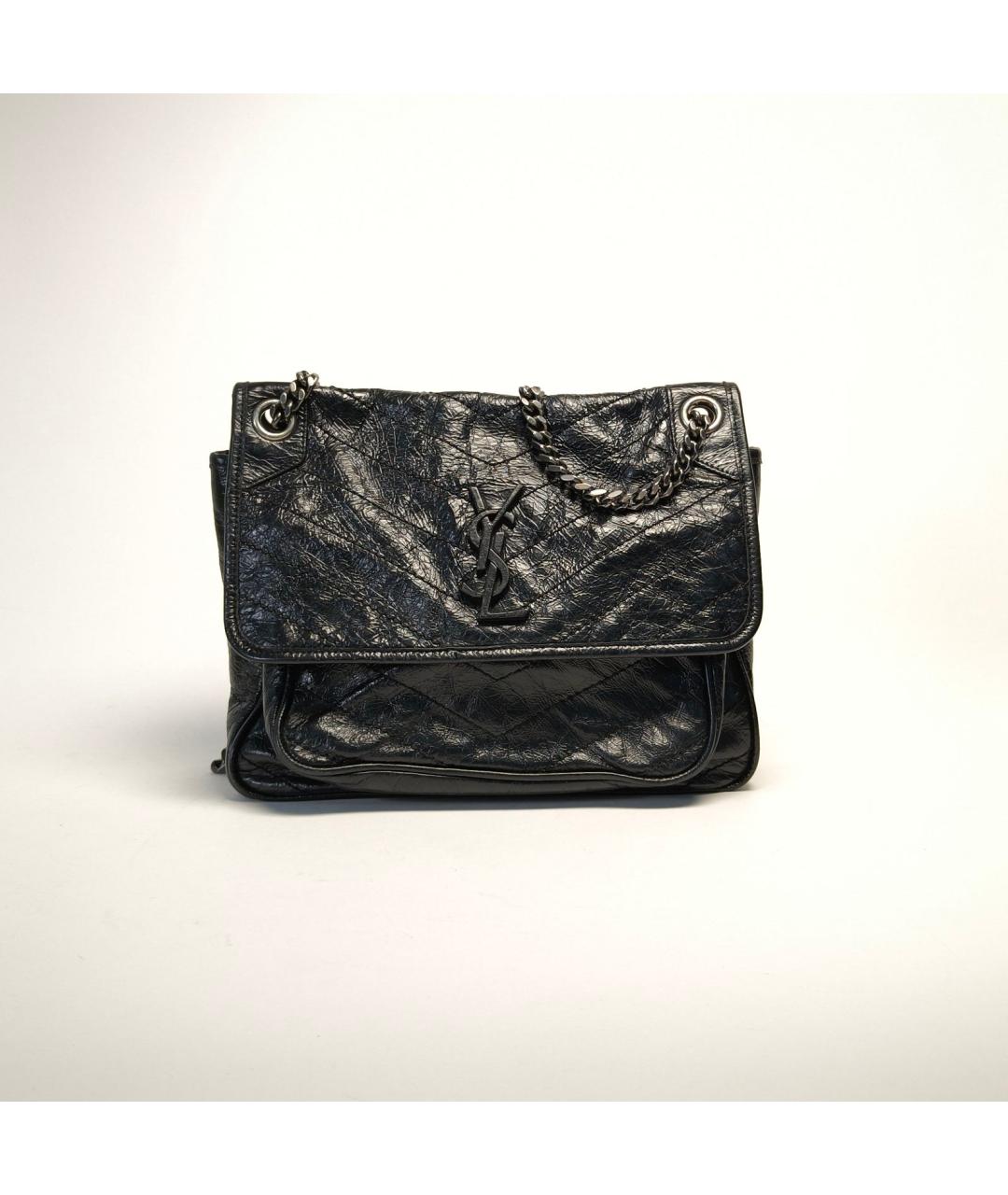 SAINT LAURENT Черная кожаная сумка через плечо, фото 2