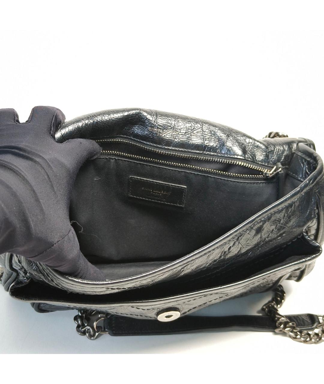 SAINT LAURENT Черная кожаная сумка через плечо, фото 8