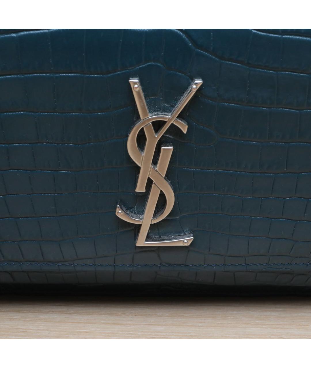 SAINT LAURENT Зеленая кожаная сумка через плечо, фото 7