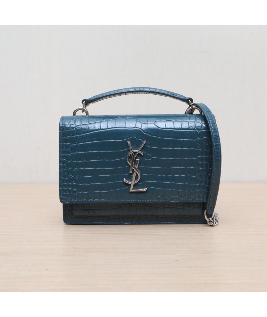 SAINT LAURENT Зеленая кожаная сумка через плечо, фото 3