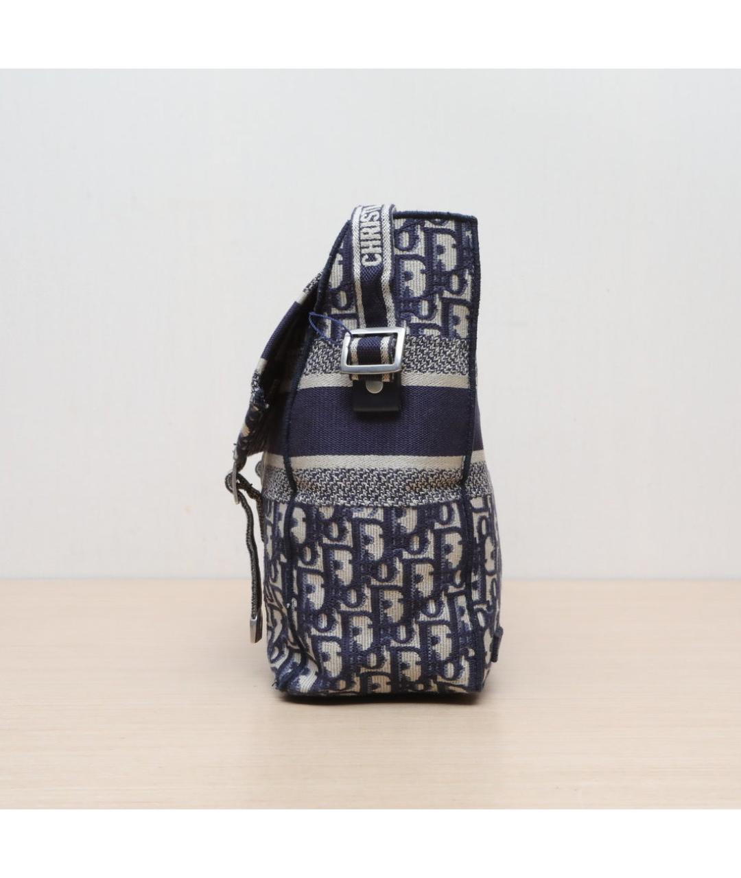 CHRISTIAN DIOR Темно-синяя тканевая сумка через плечо, фото 4