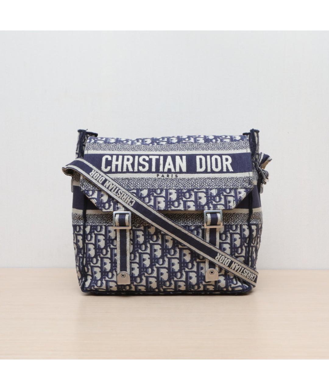 CHRISTIAN DIOR Темно-синяя тканевая сумка через плечо, фото 3