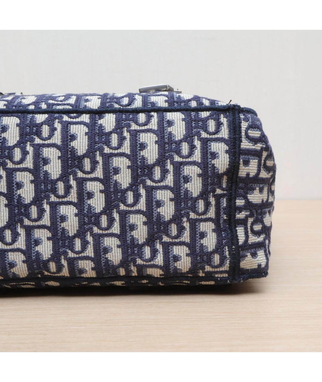 CHRISTIAN DIOR Темно-синяя тканевая сумка через плечо, фото 9