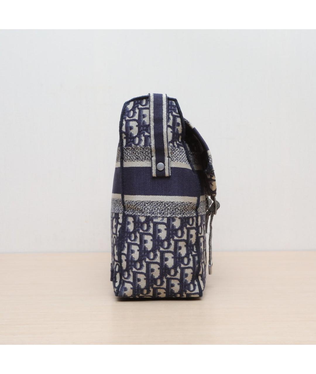 CHRISTIAN DIOR Темно-синяя тканевая сумка через плечо, фото 5