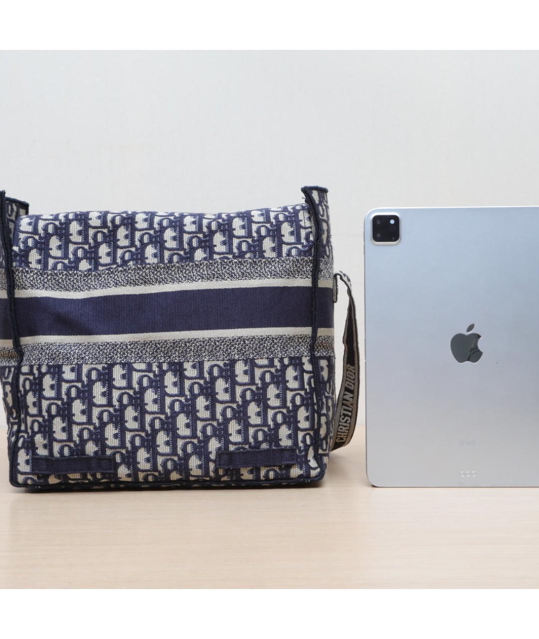 CHRISTIAN DIOR Темно-синяя тканевая сумка через плечо, фото 6