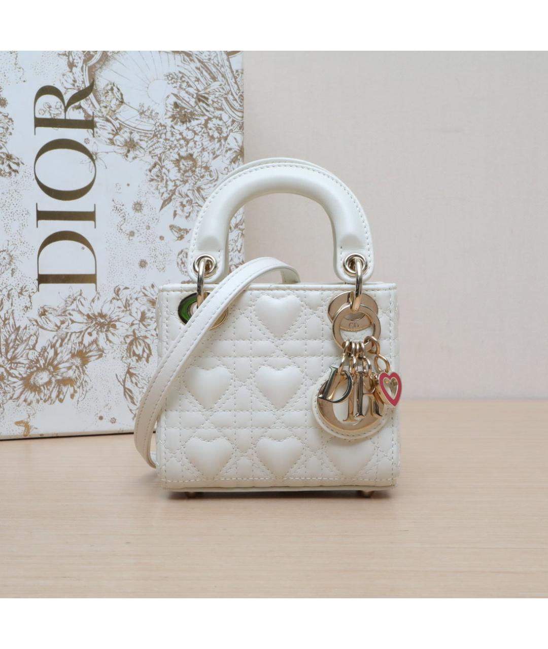 CHRISTIAN DIOR Белая кожаная сумка через плечо, фото 2