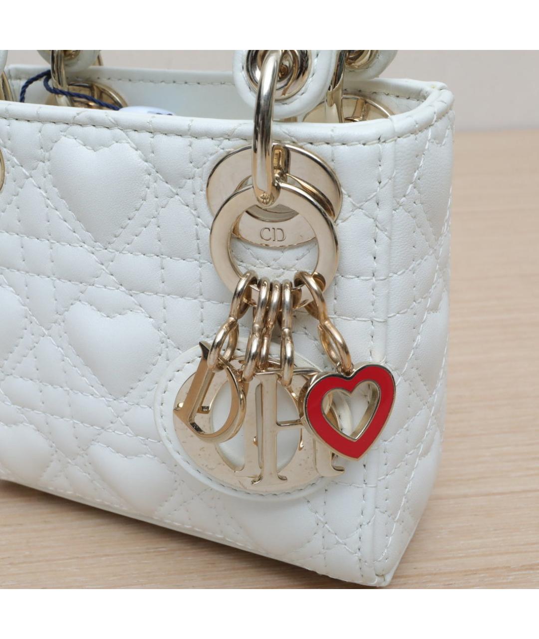 CHRISTIAN DIOR Белая кожаная сумка через плечо, фото 7