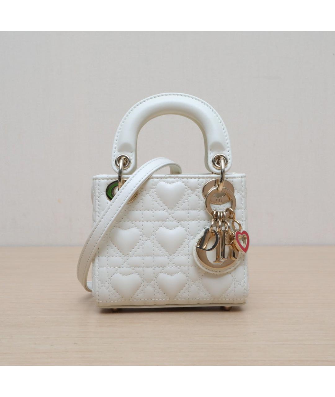 CHRISTIAN DIOR Белая кожаная сумка через плечо, фото 3