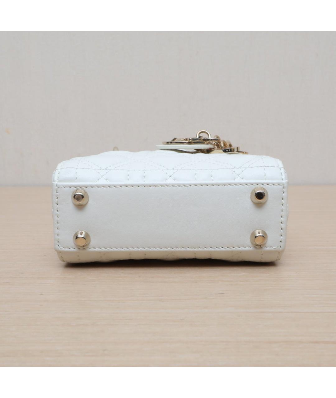 CHRISTIAN DIOR Белая кожаная сумка через плечо, фото 8