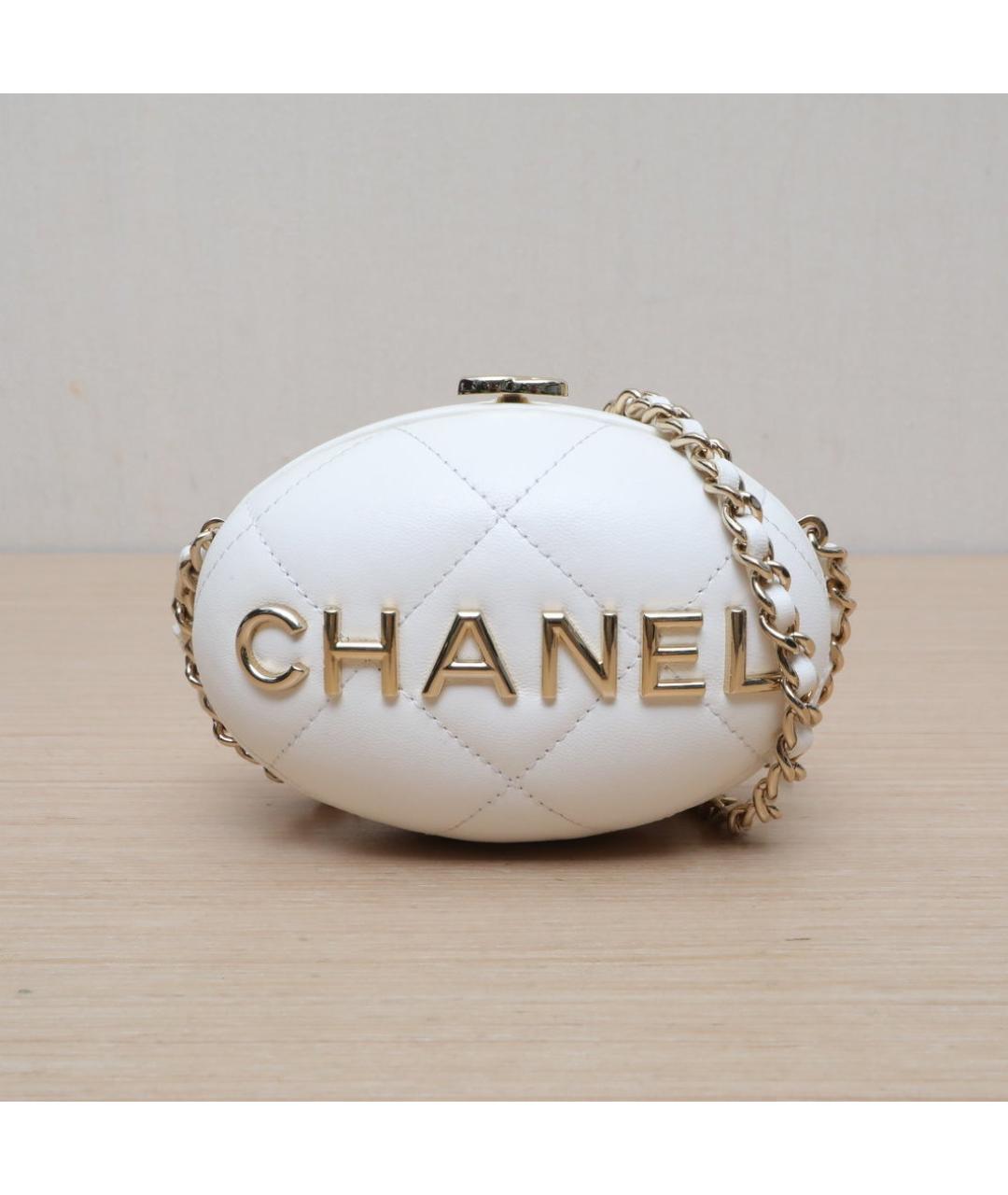 CHANEL Белая кожаная сумка через плечо, фото 3