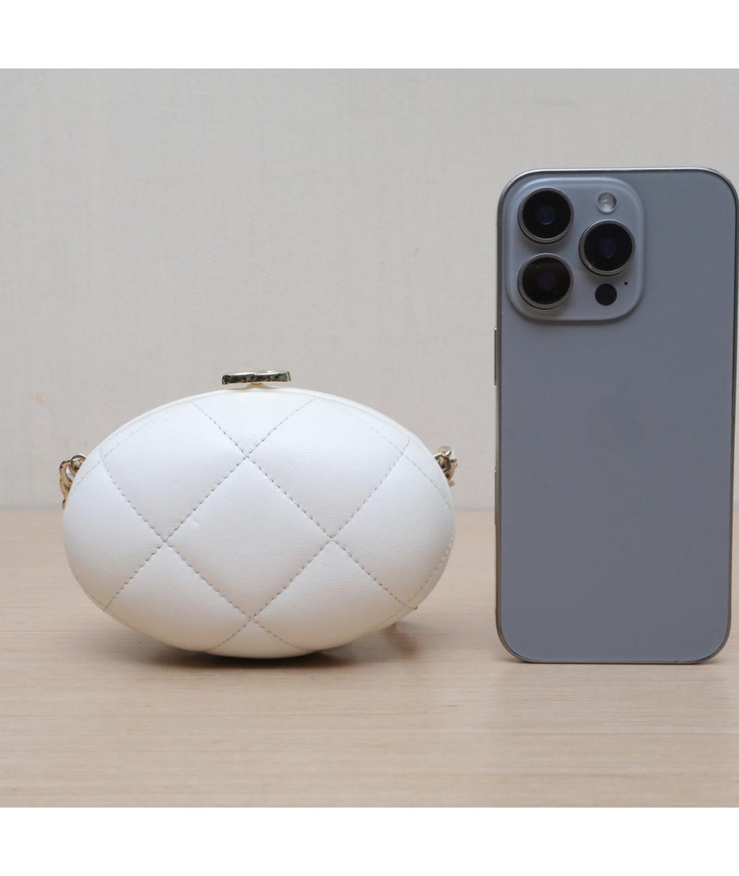 CHANEL Белая кожаная сумка через плечо, фото 6