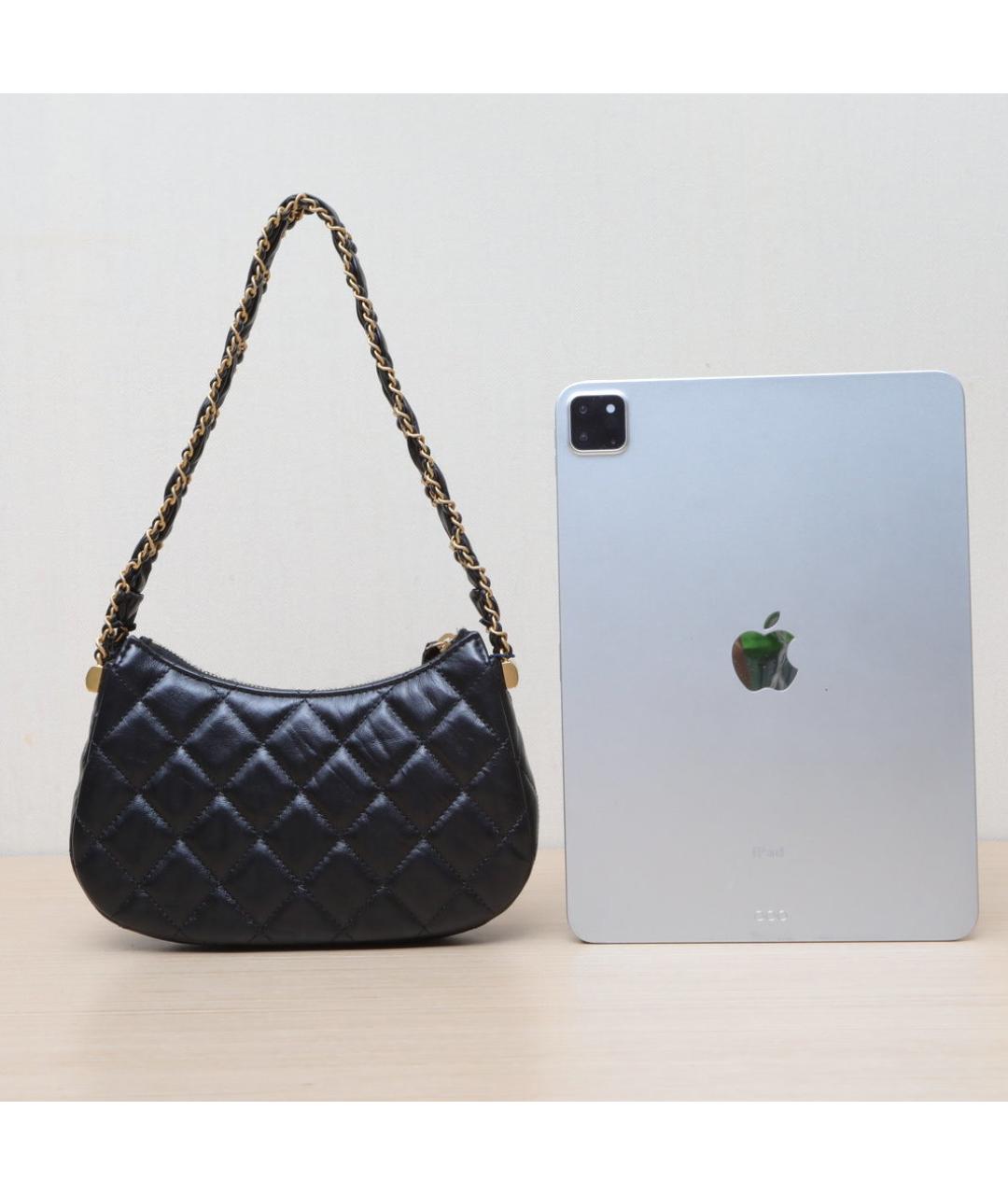 CHANEL Черная кожаная сумка через плечо, фото 6