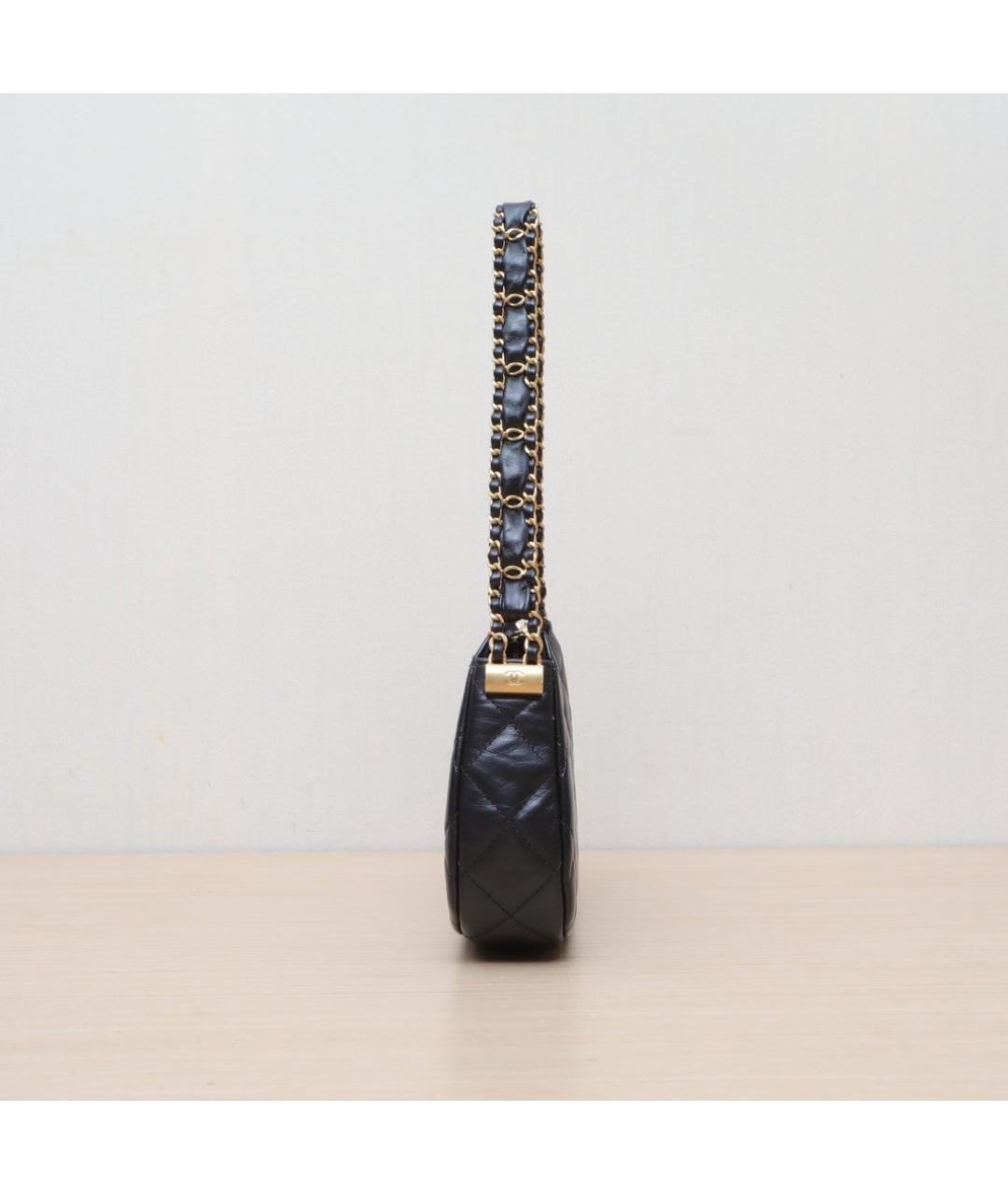 CHANEL Черная кожаная сумка через плечо, фото 4
