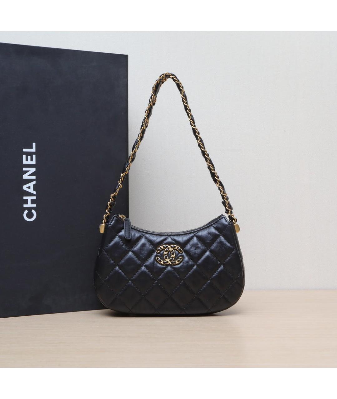 CHANEL Черная кожаная сумка через плечо, фото 2