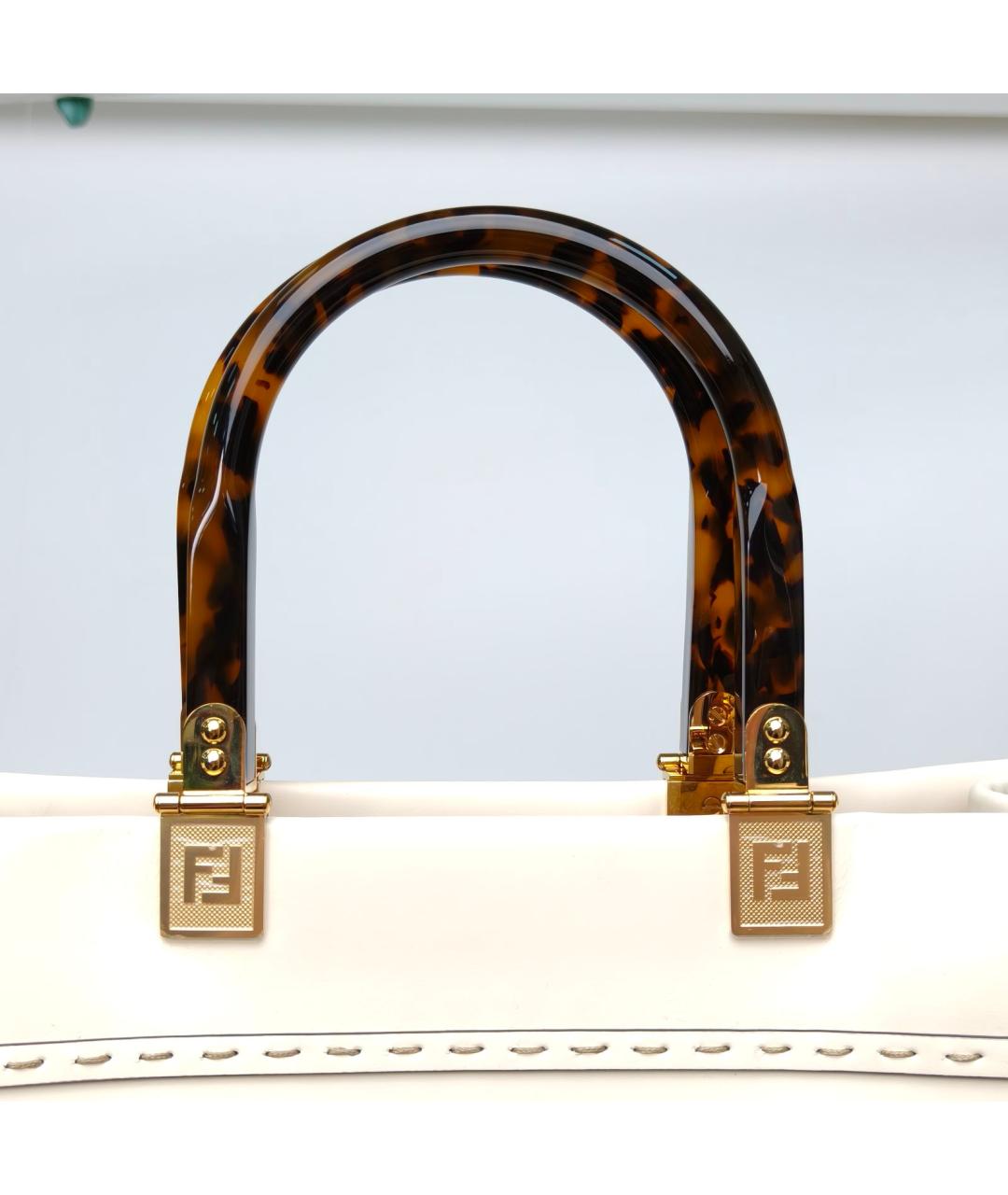 FENDI Бежевая кожаная сумка через плечо, фото 8