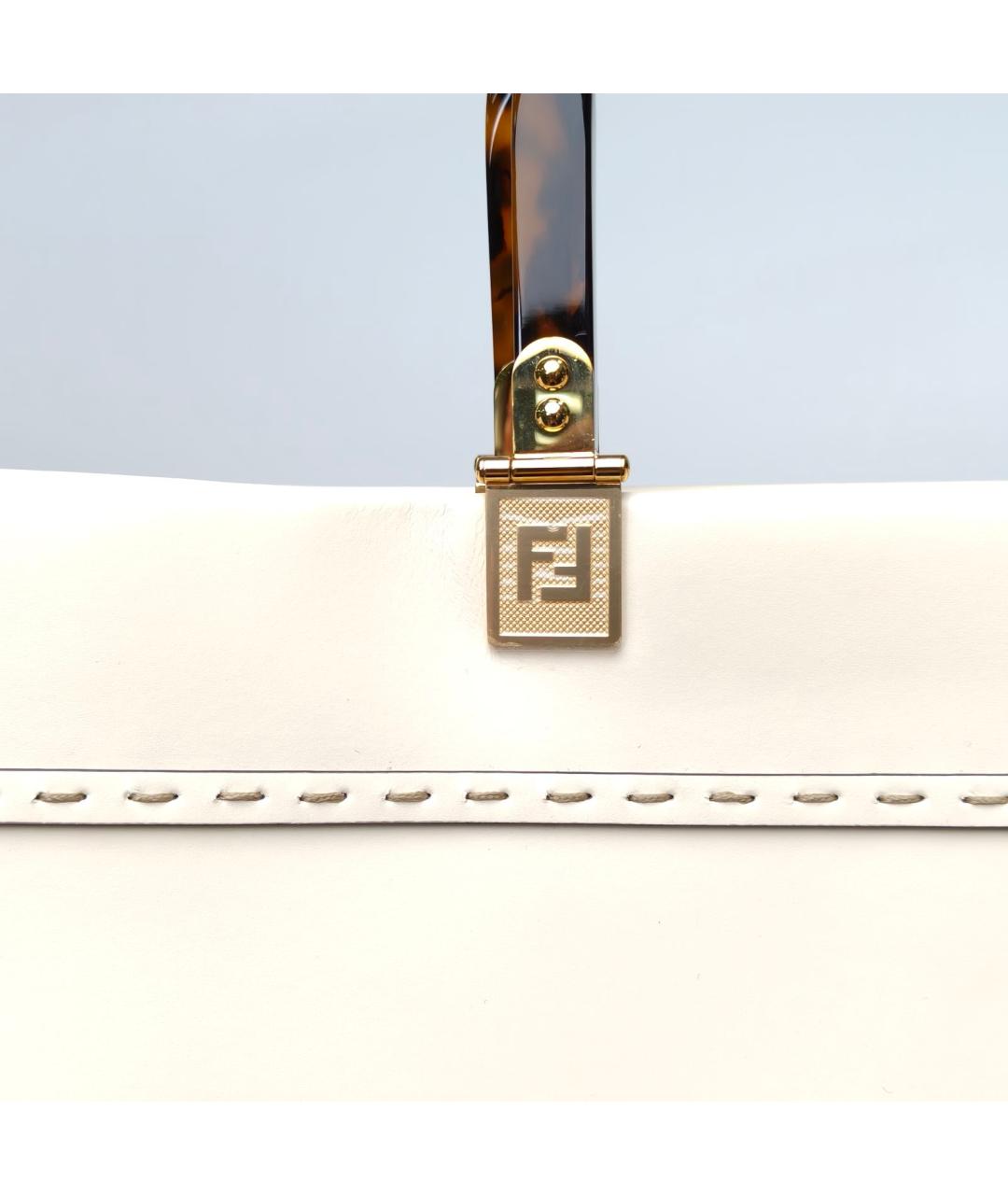 FENDI Бежевая кожаная сумка через плечо, фото 7