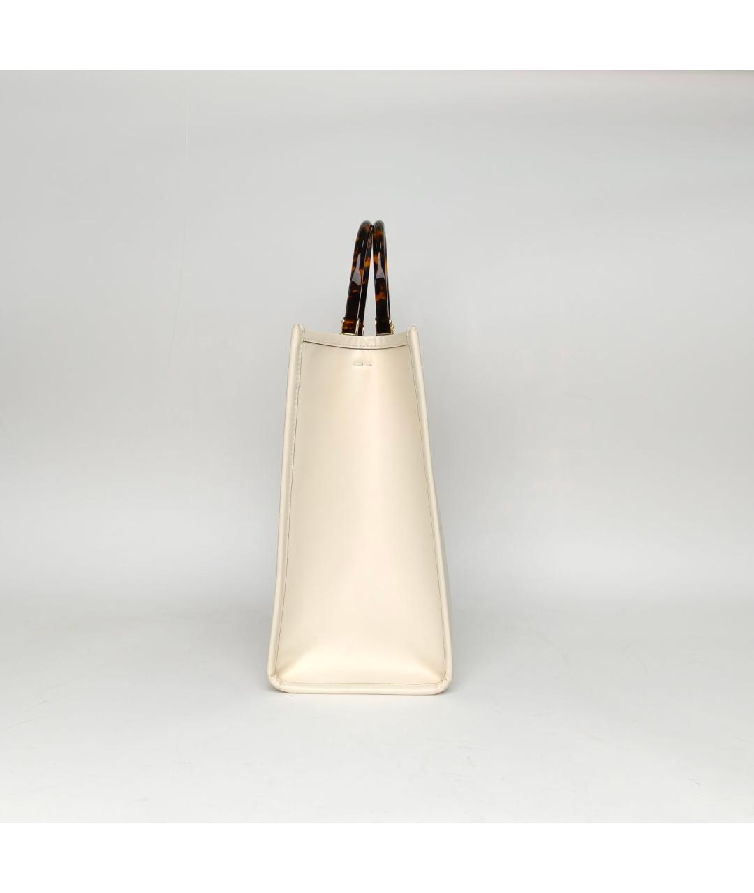 FENDI Бежевая кожаная сумка через плечо, фото 3