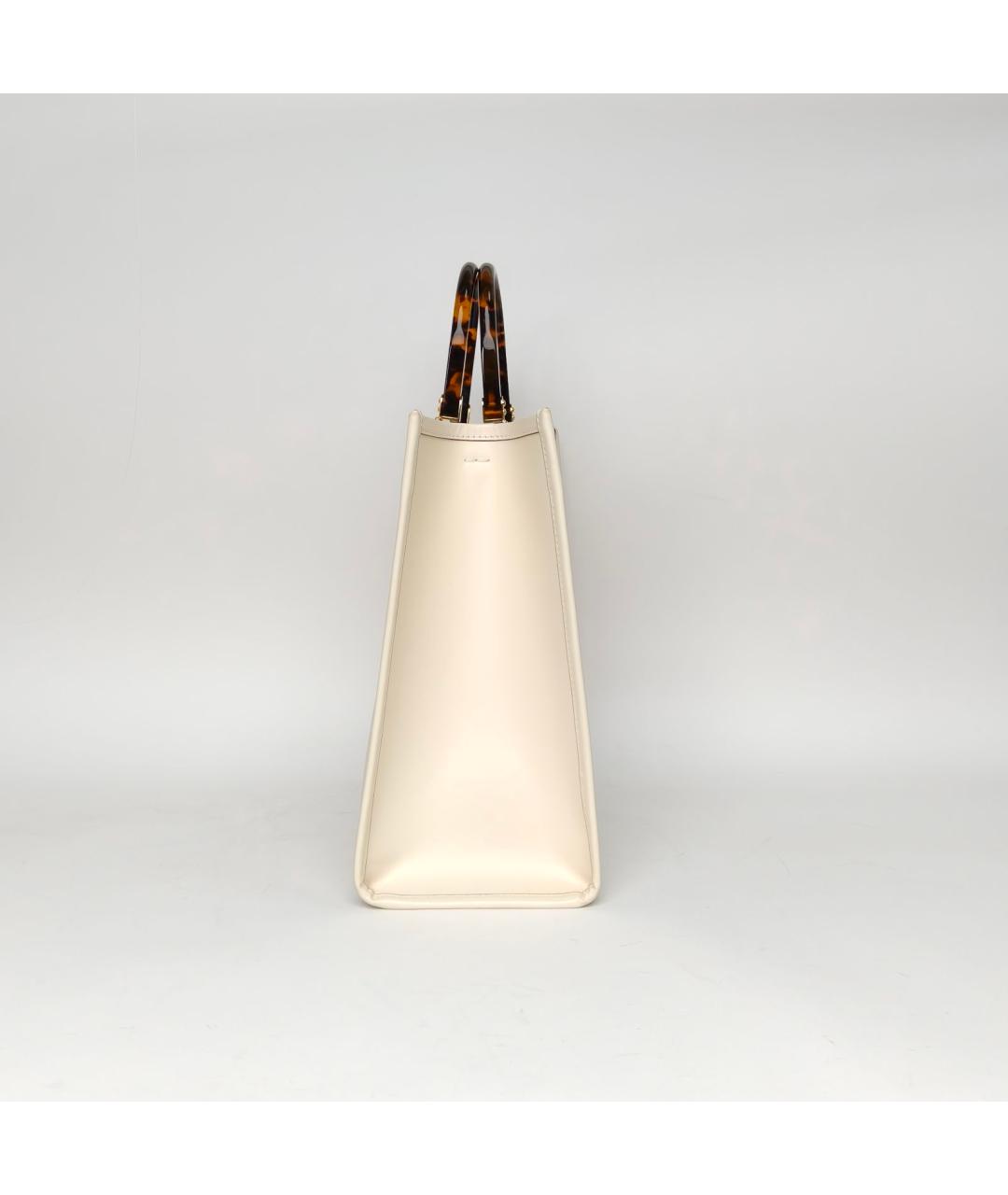 FENDI Бежевая кожаная сумка через плечо, фото 5