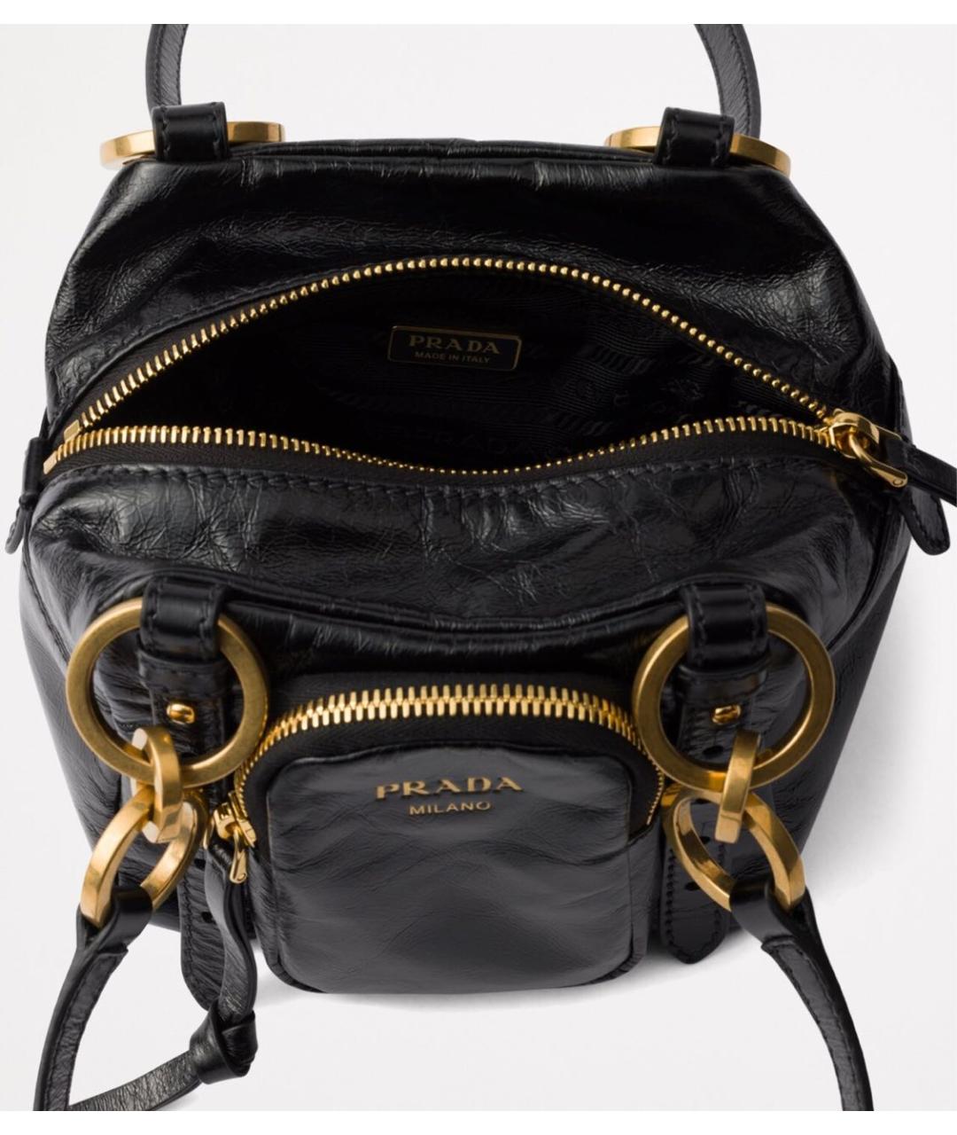 PRADA Черная кожаная сумка через плечо, фото 4