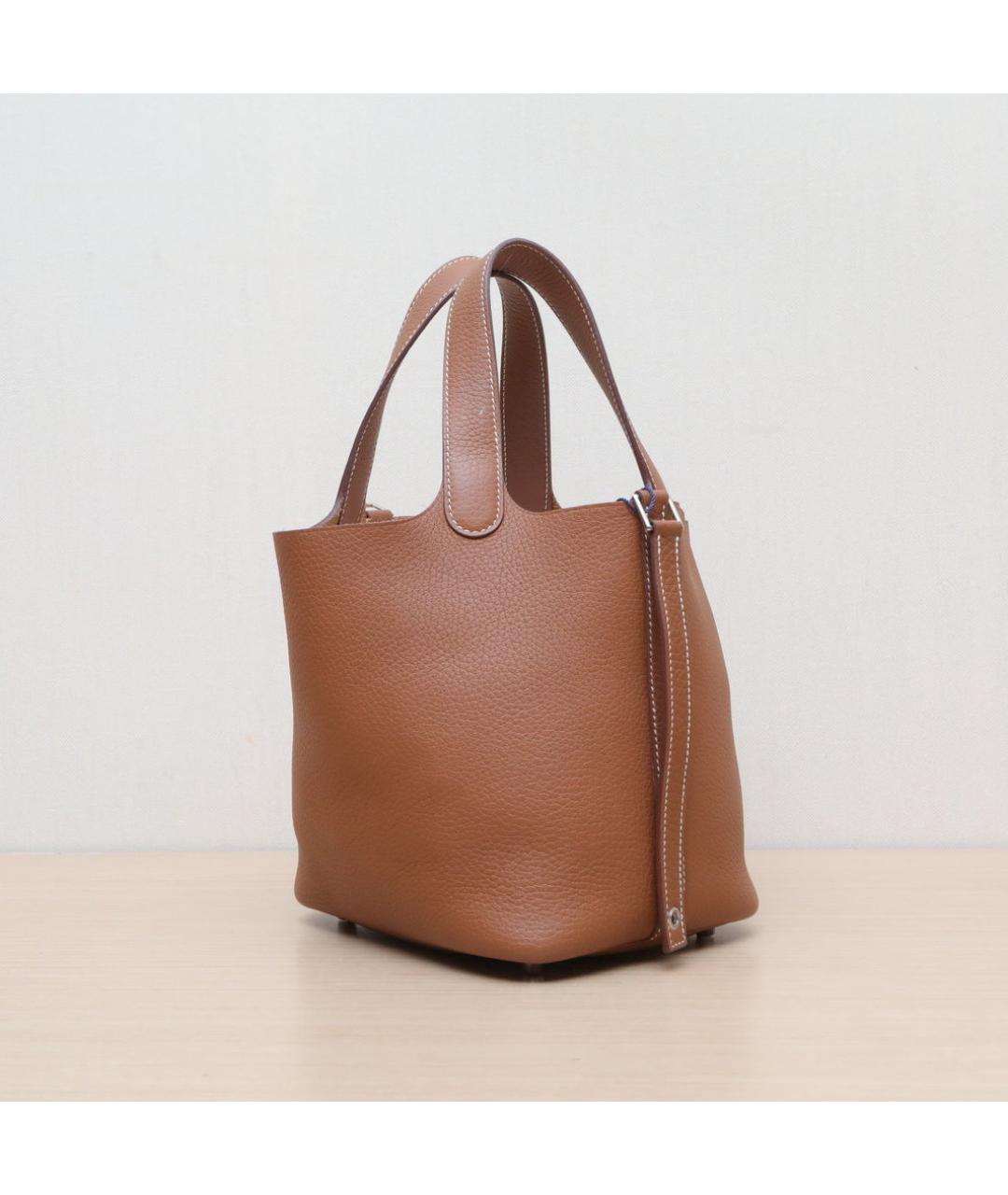 HERMES Коричневая кожаная сумка через плечо, фото 6