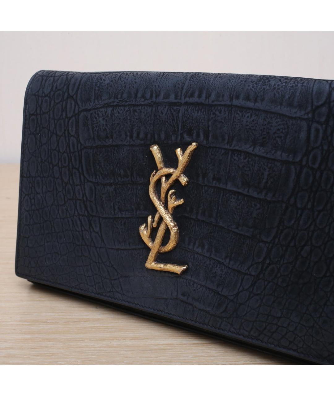 SAINT LAURENT Черная кожаная сумка через плечо, фото 8