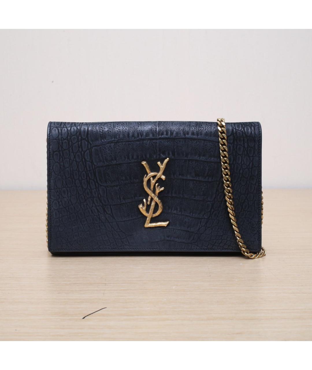 SAINT LAURENT Черная кожаная сумка через плечо, фото 3