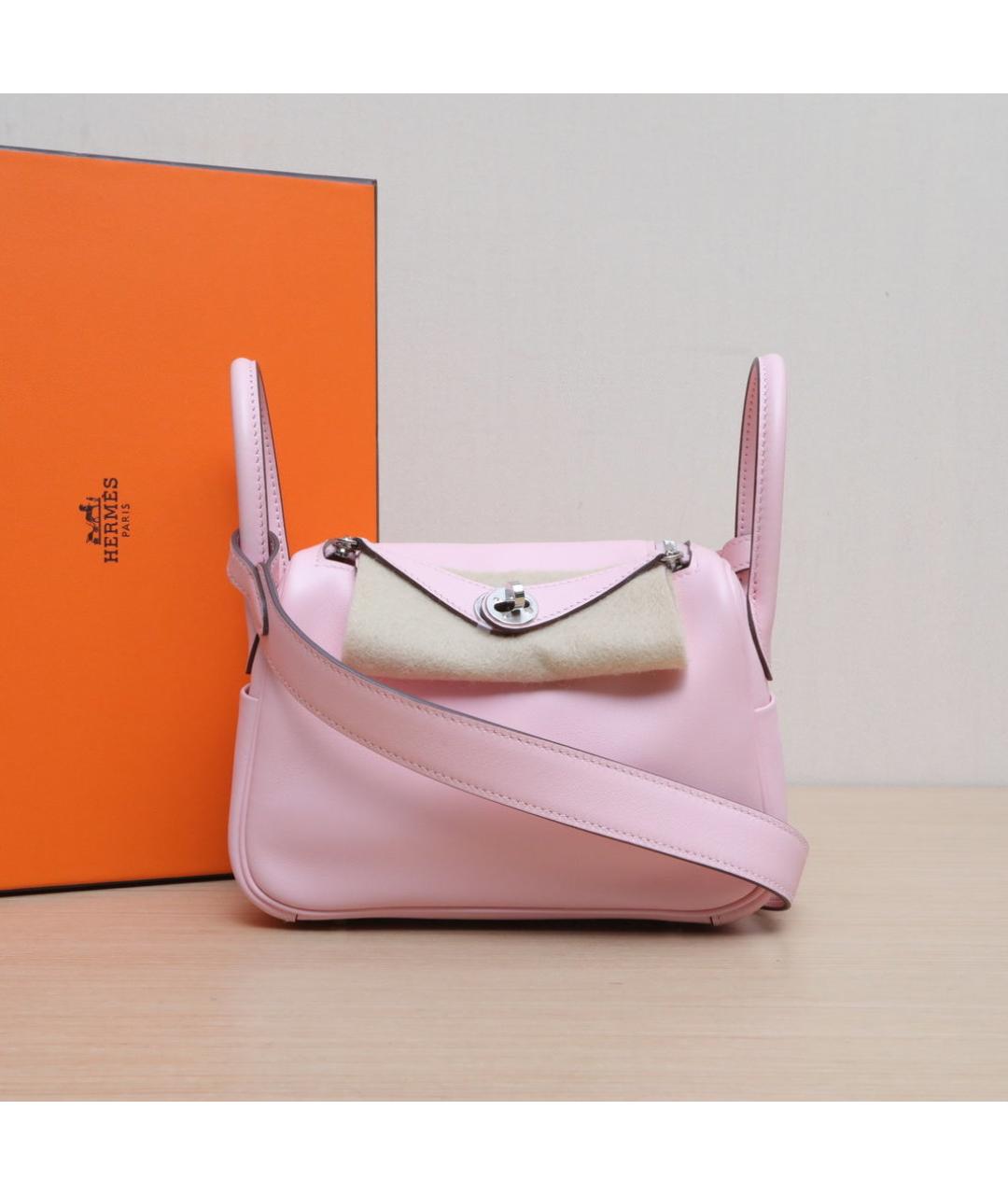 HERMES Розовая кожаная сумка через плечо, фото 2