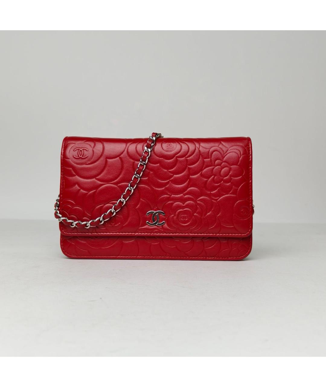 CHANEL Красная кожаная сумка через плечо, фото 2