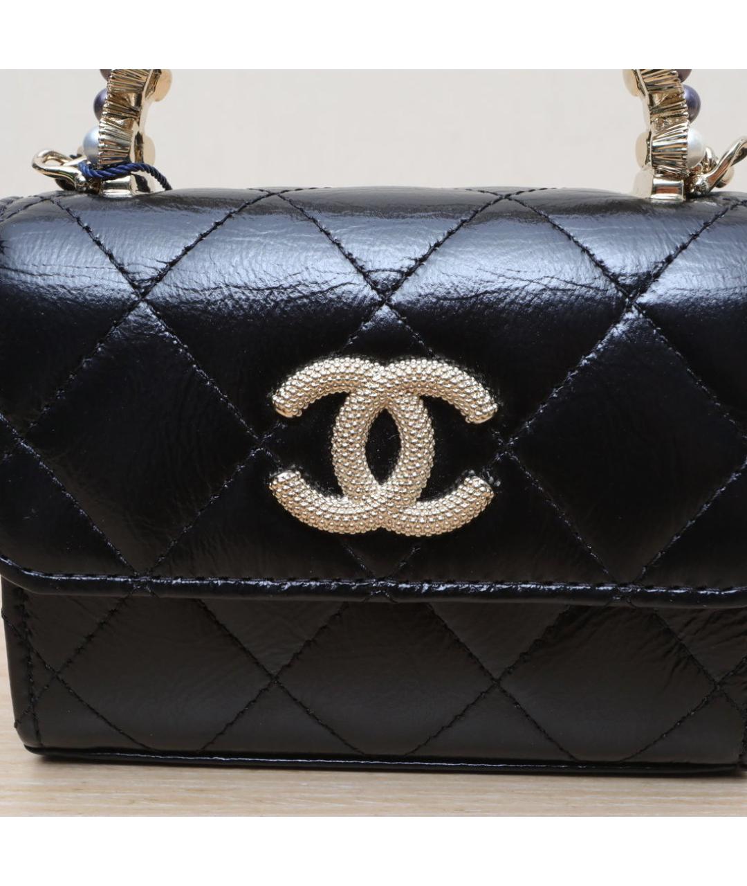 CHANEL Черная кожаная сумка через плечо, фото 7