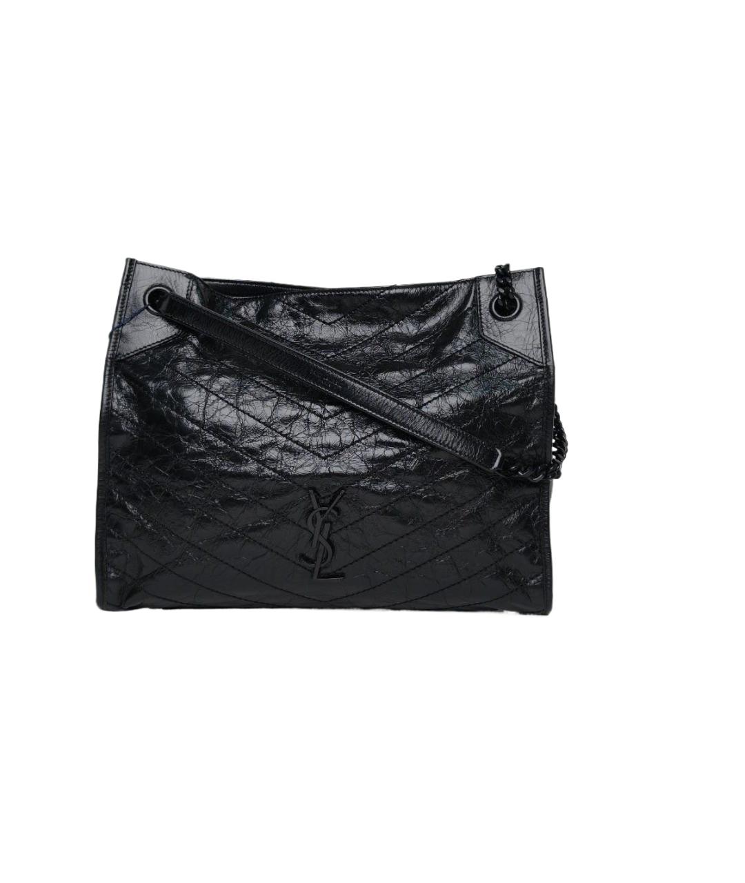 SAINT LAURENT Черная кожаная сумка через плечо, фото 1