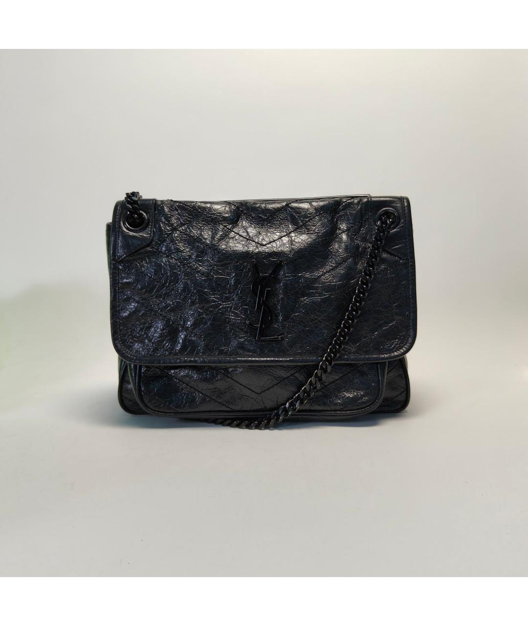 SAINT LAURENT Черная кожаная сумка через плечо, фото 2
