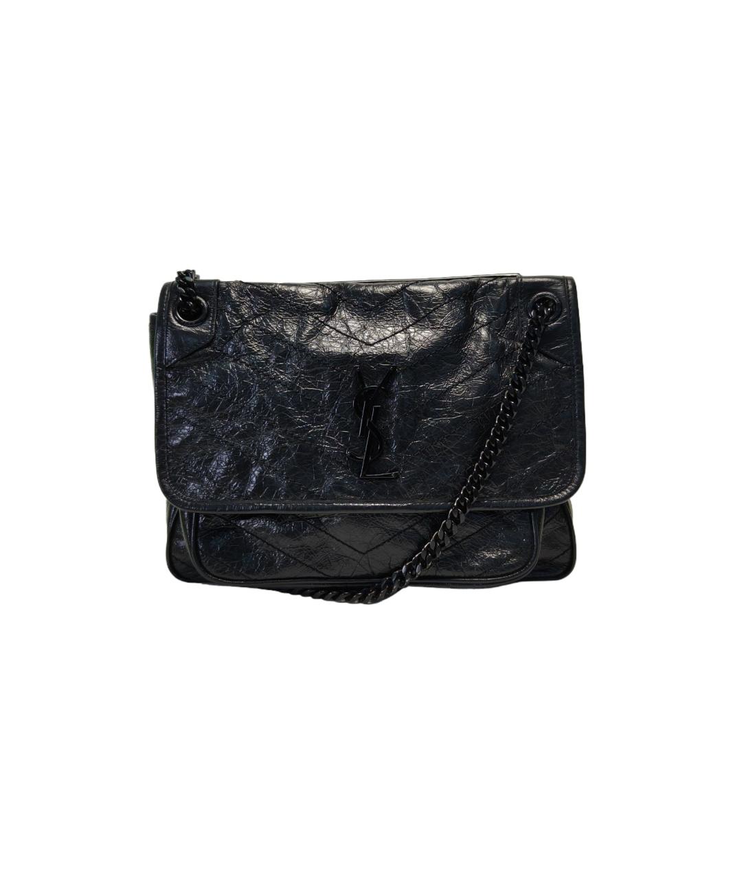 SAINT LAURENT Черная кожаная сумка через плечо, фото 1